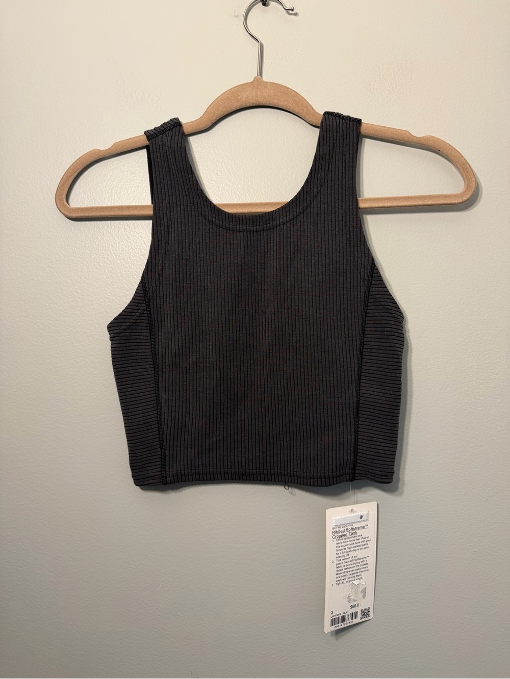 lululemon athletica Black Ribbed Cropped Tank Top